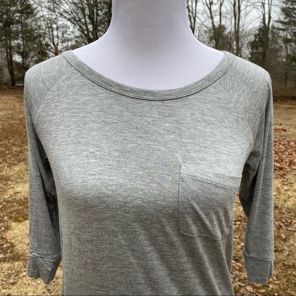 CHASER TOP TEE SHORT ELBOW SLEEVE BOAT NECK GRAY STRETCH Size XS - Picture 2 of 9